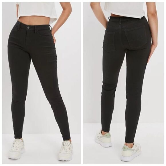American Eagle 360 NE(X)T Curvy Super Hi-Rise High Waisted Jegging Black Jeans - Picture 1 of 10